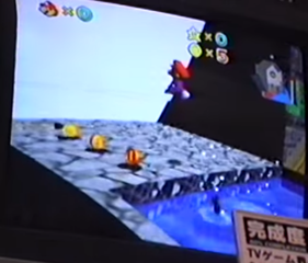 The jumping blue fish can be seen in the unused object's location in the prototype build.[2]